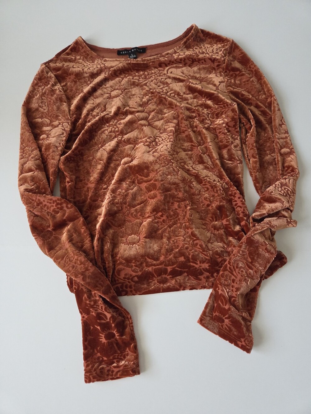 Floral Velvet Long Sleeve Bodysuit